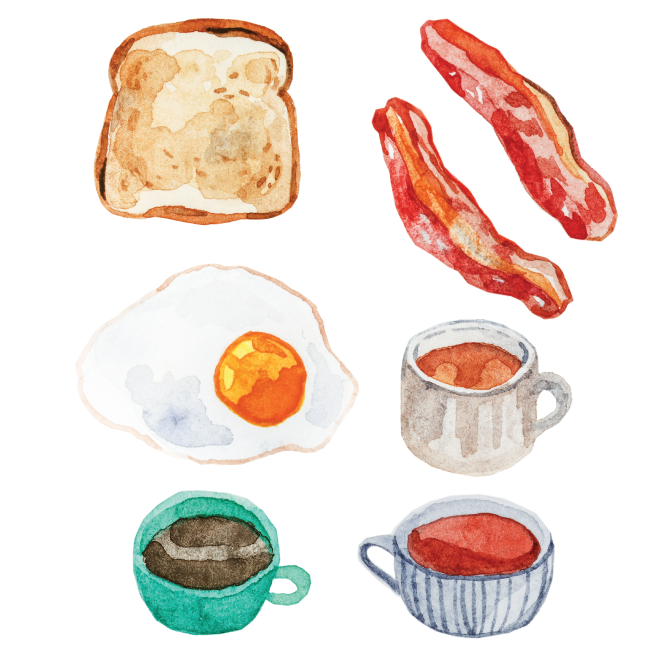 Artist Series Stickers: Eggs, Bacon, Toast, Hot Drinks (STC-502)