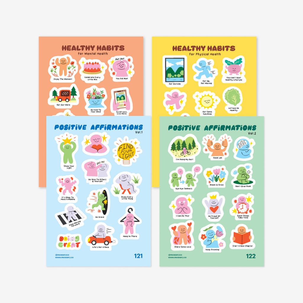 Mossery Stickers: Positive Affirmation & Healthy Habits Bundle