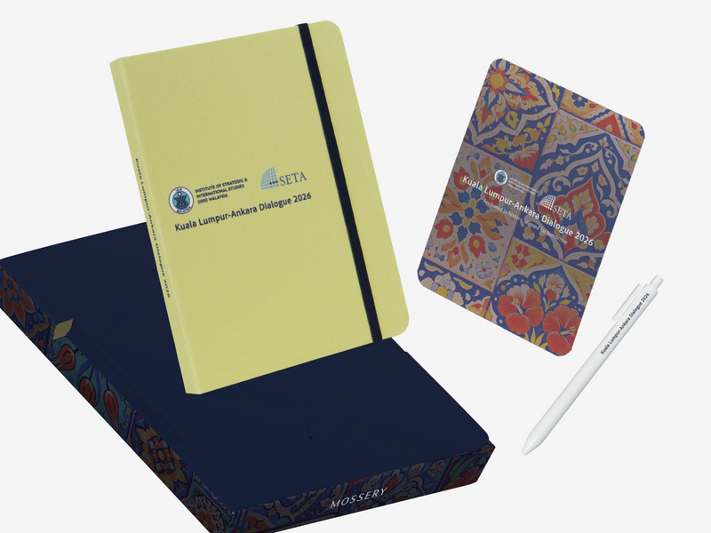 Stationery kit for ISIS conference: opened notebook displaying inside content