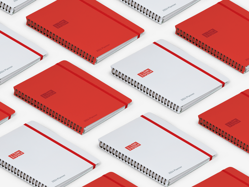 Customer merchandise set for Uniqlo: custom notebook and accessories, closed