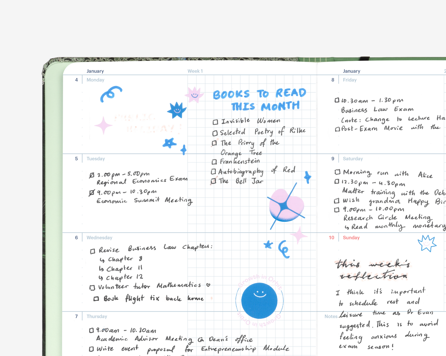 2027 Mossery Planner Weekly Horizontal extra notes page: Full-page space for daily notes, journaling, or musings