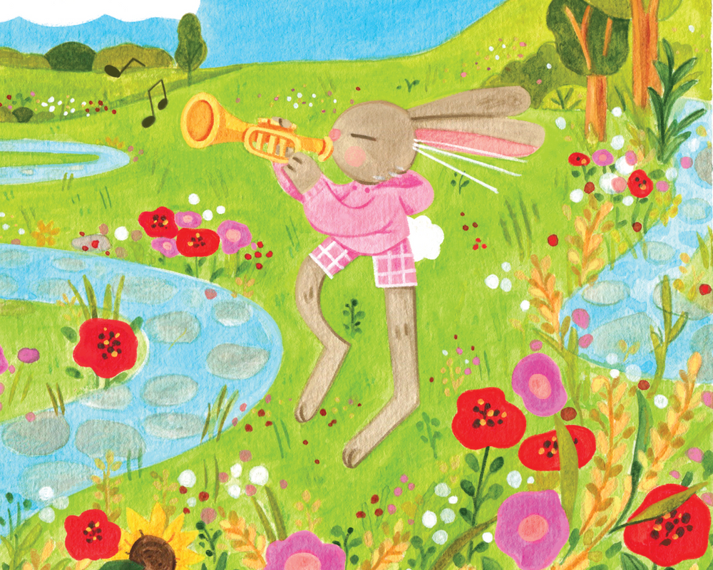Close-up detail of the Riverside Serenade cover artwork by Clémence Guillemaud