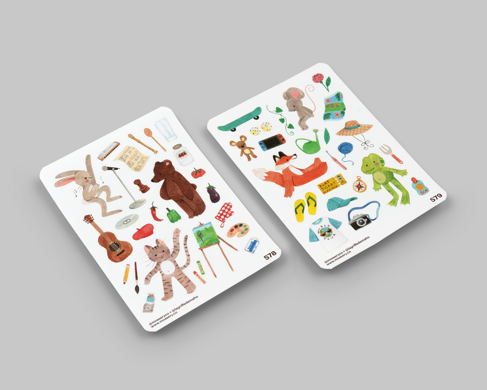 Clémence Guillemaud sticker sheets featuring her animal villagers