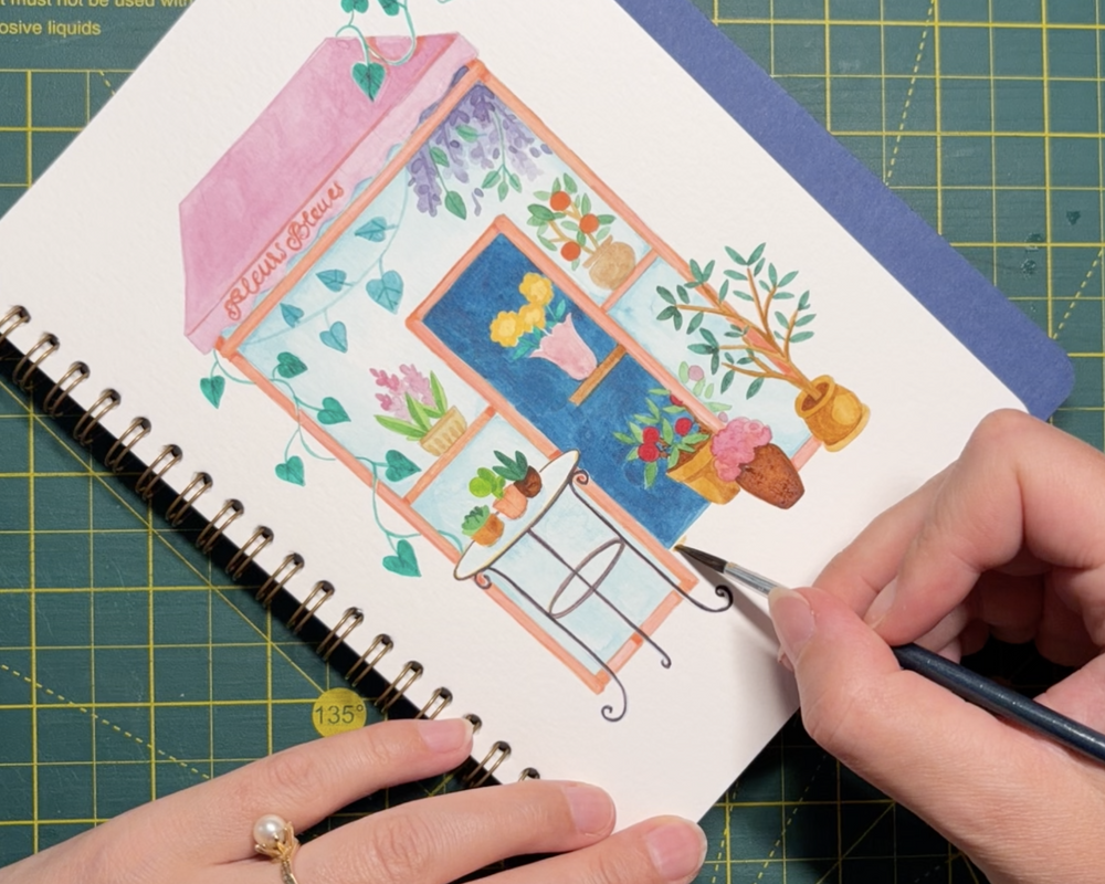 Watercolour painting by Clémence Guillemaud in the Mossery Watercolour Sketchbook
