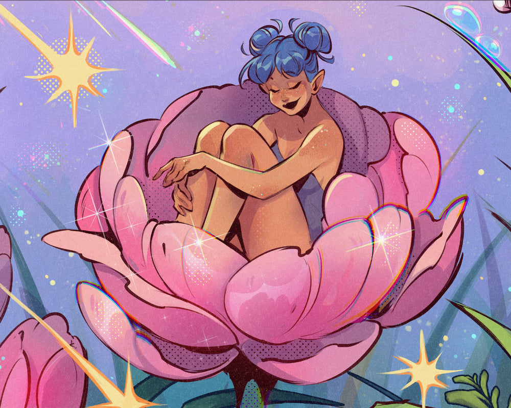Close-up detail of the Gretel Lusky Morning Dew notebook cover artwork