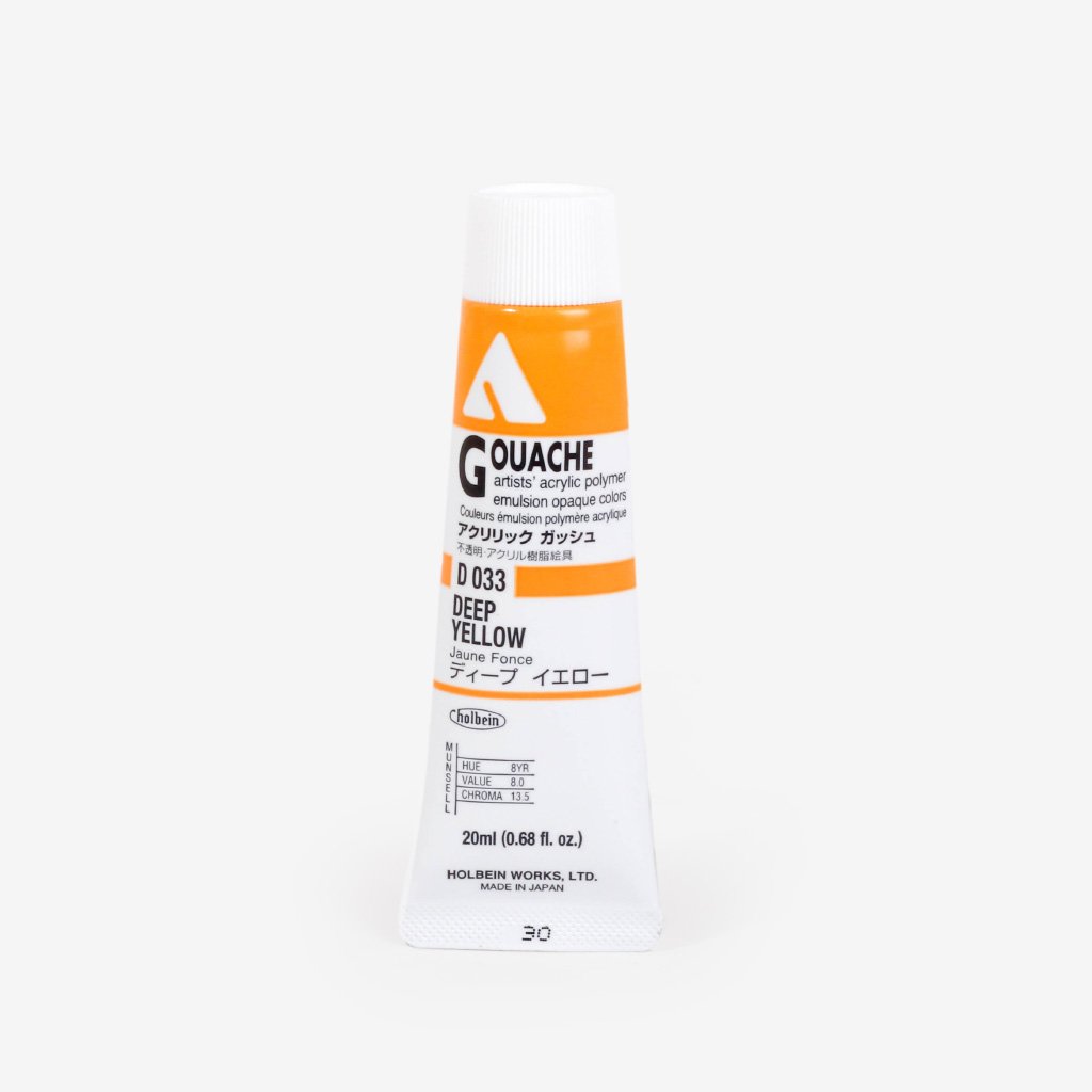 Holbein Acryla Gouache 20ml Tube - Deep Yellow