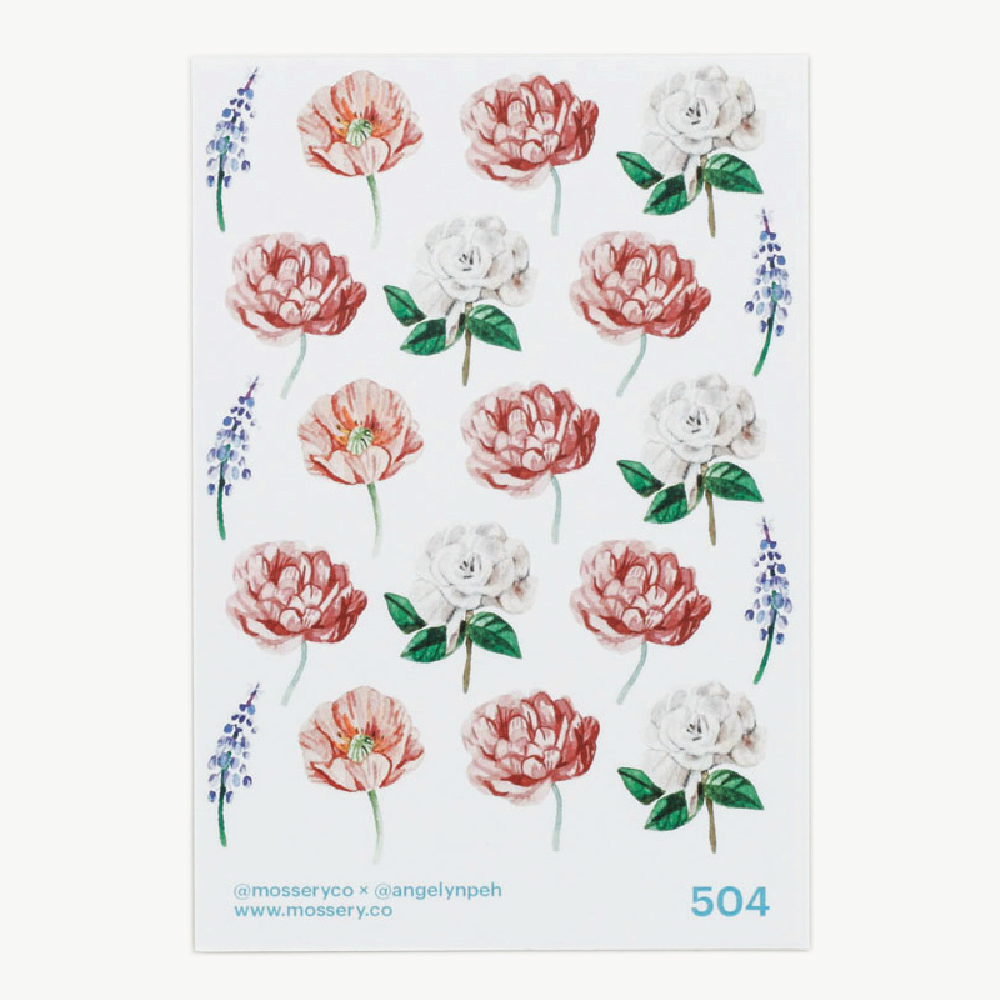 Artist Series Stickers: Poppy, Magnolia, Peony, Muscari (STC-504)
