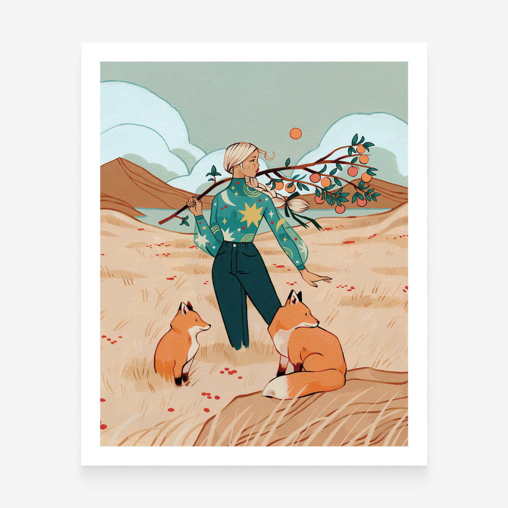 Autumn Foxes Art Print